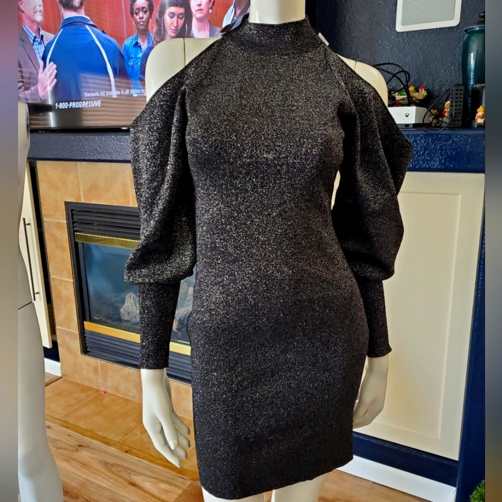 ✨️💝 NWT INC INTERNATIONAL CONCEPTS BLACK & SILVER DRESS, SZ. SMALL WOMEN'S